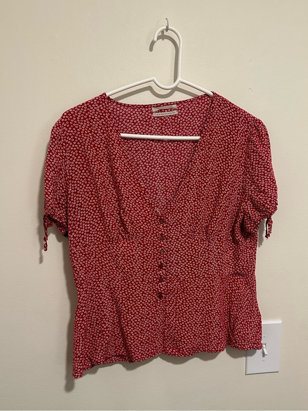 Urban Outfitters Red Floral Cottagecore 70s Style Women's Top Size XL